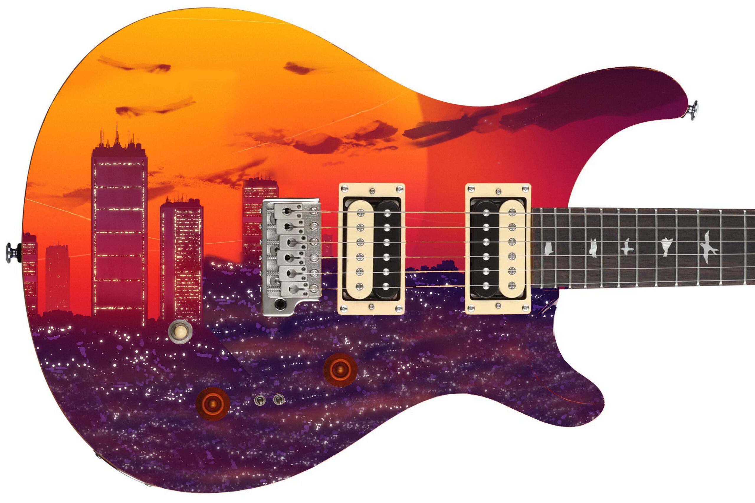 Guitar Wrap 5 Star Custom Art Electric Axe Skin City Heat 046